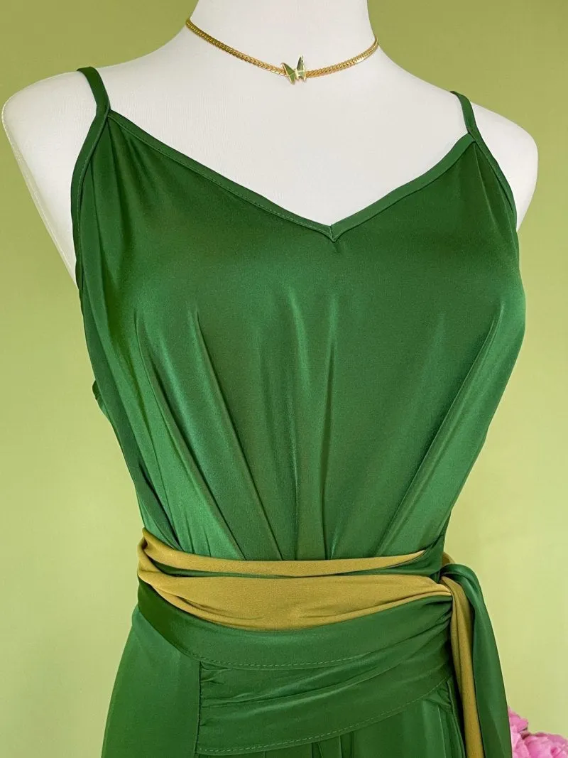 Tie Waist Green Summer Maxi Dress