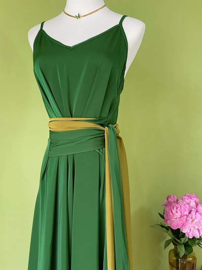 Tie Waist Green Summer Maxi Dress