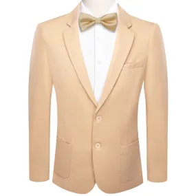 Ties2you Knit Dress Suit Beige Solid Notched Collar Silk Suit for Men