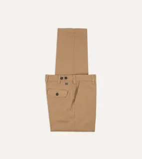 Tobacco Cotton Flat Front Chino