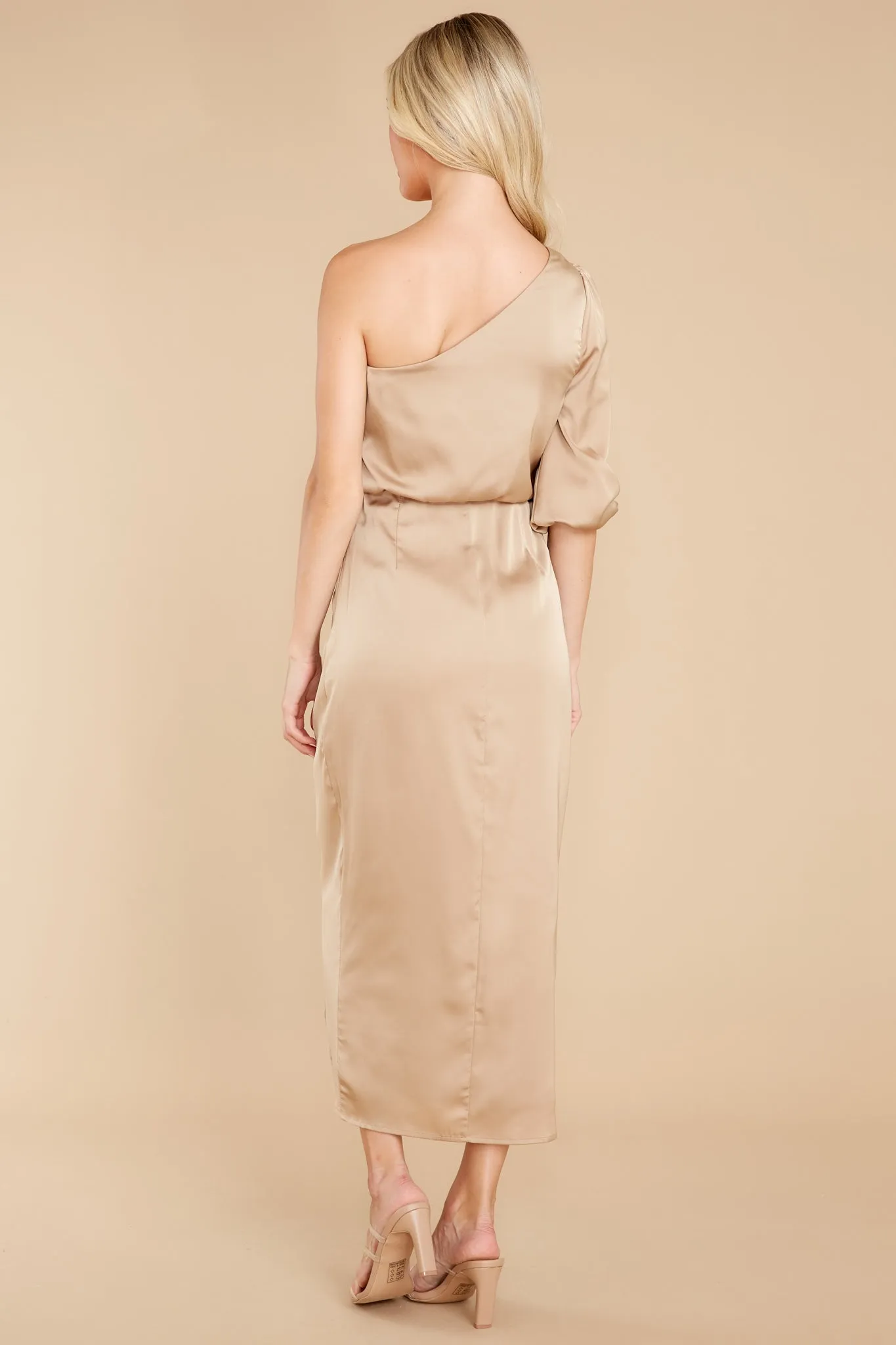 Type Of Elegance Champagne Midi Dress