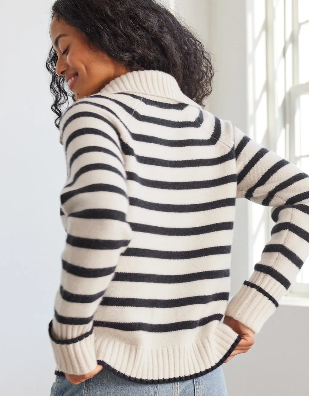 unsubscribed striped cashmere polo sweater