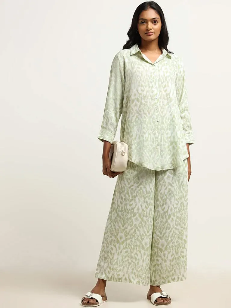 Utsa Green Ikat-Printed Tunic