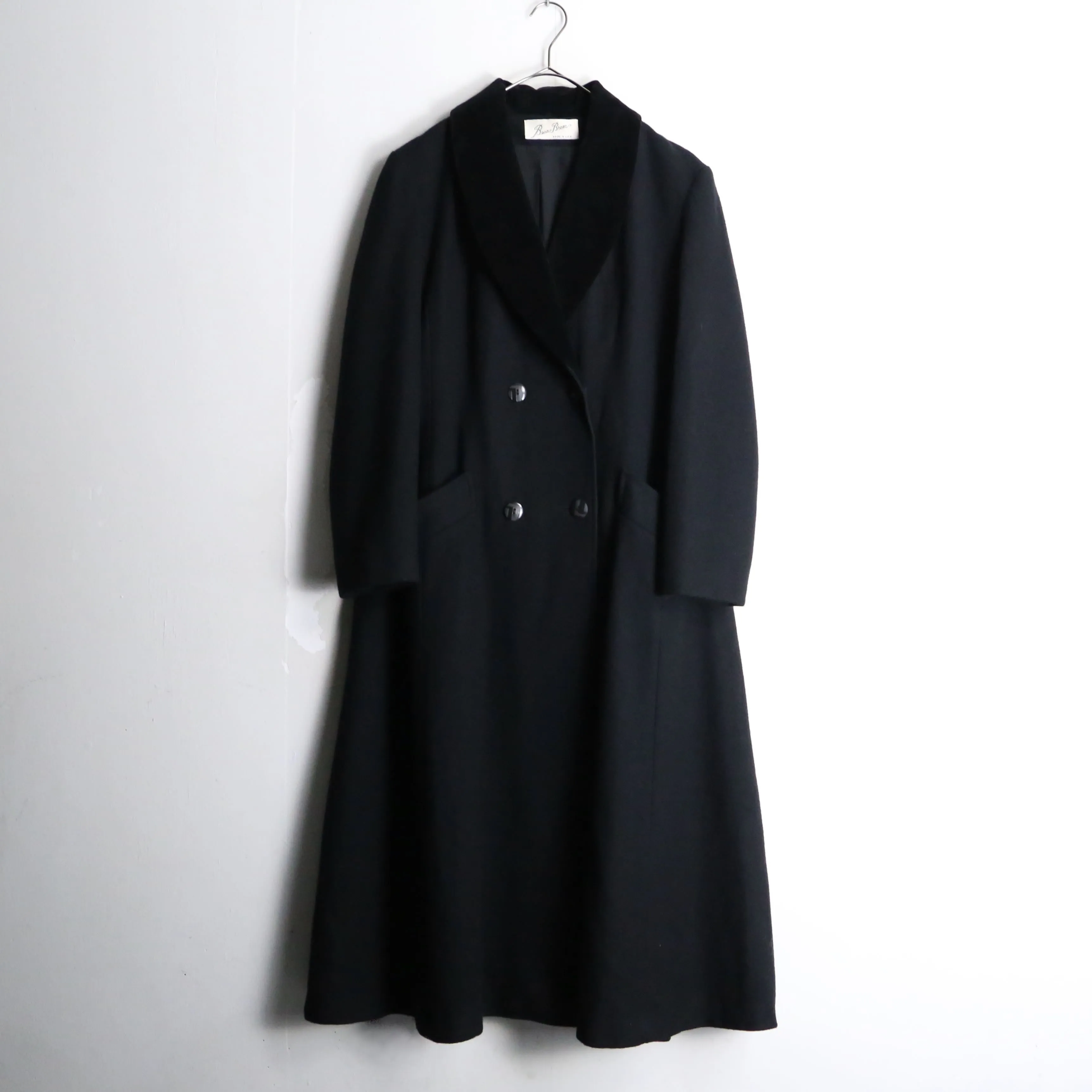 velour shawl collar long chester coat