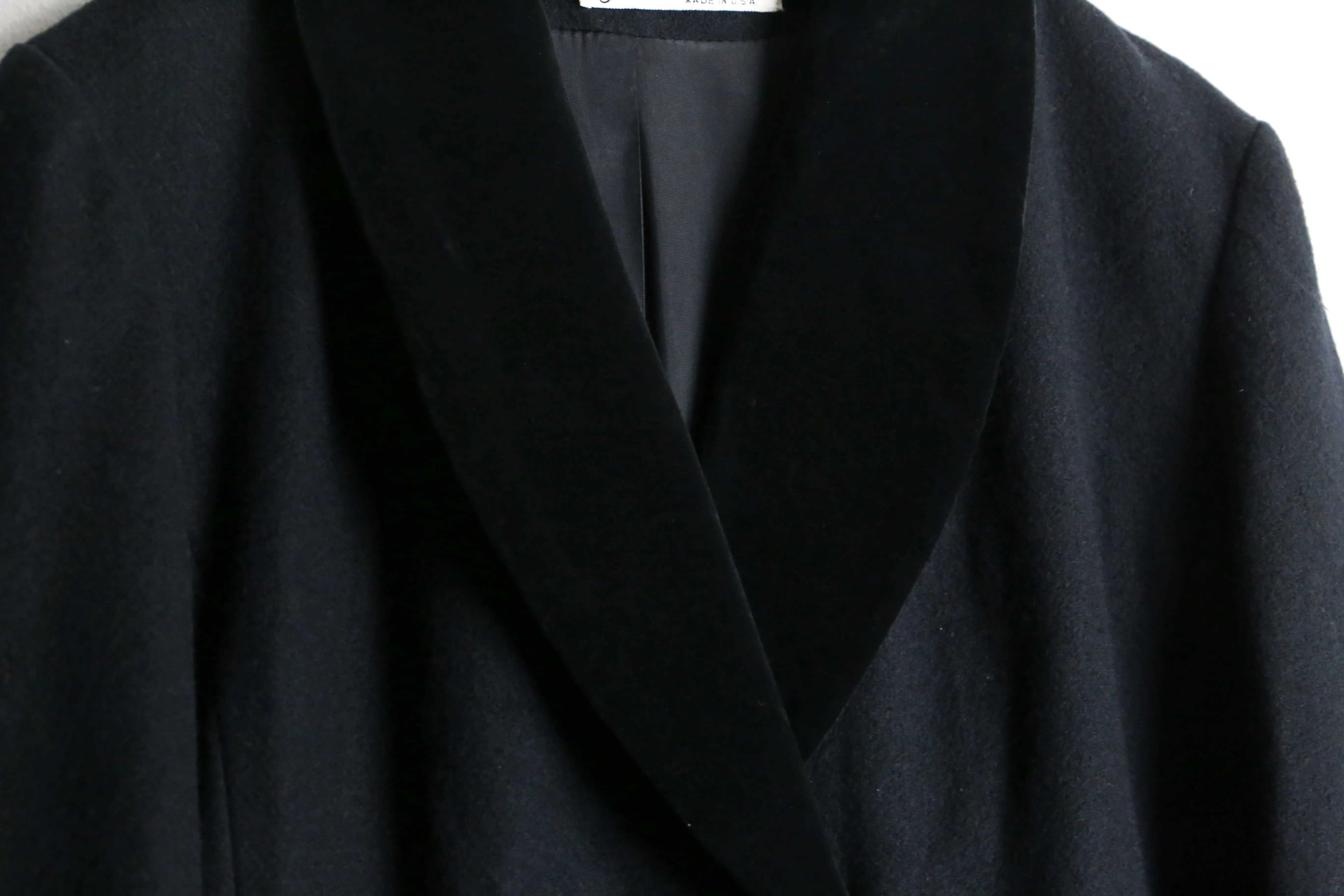 velour shawl collar long chester coat