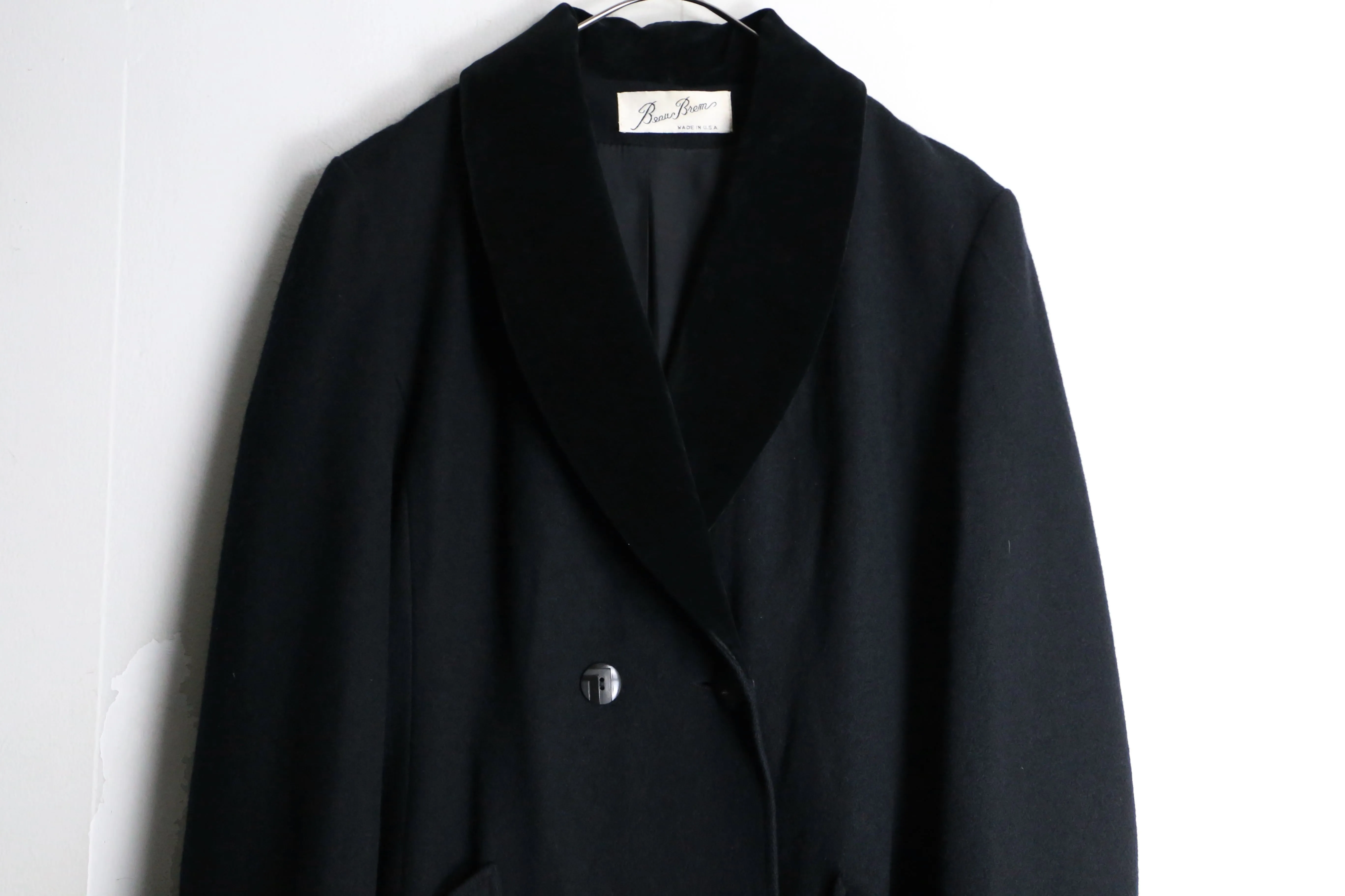 velour shawl collar long chester coat