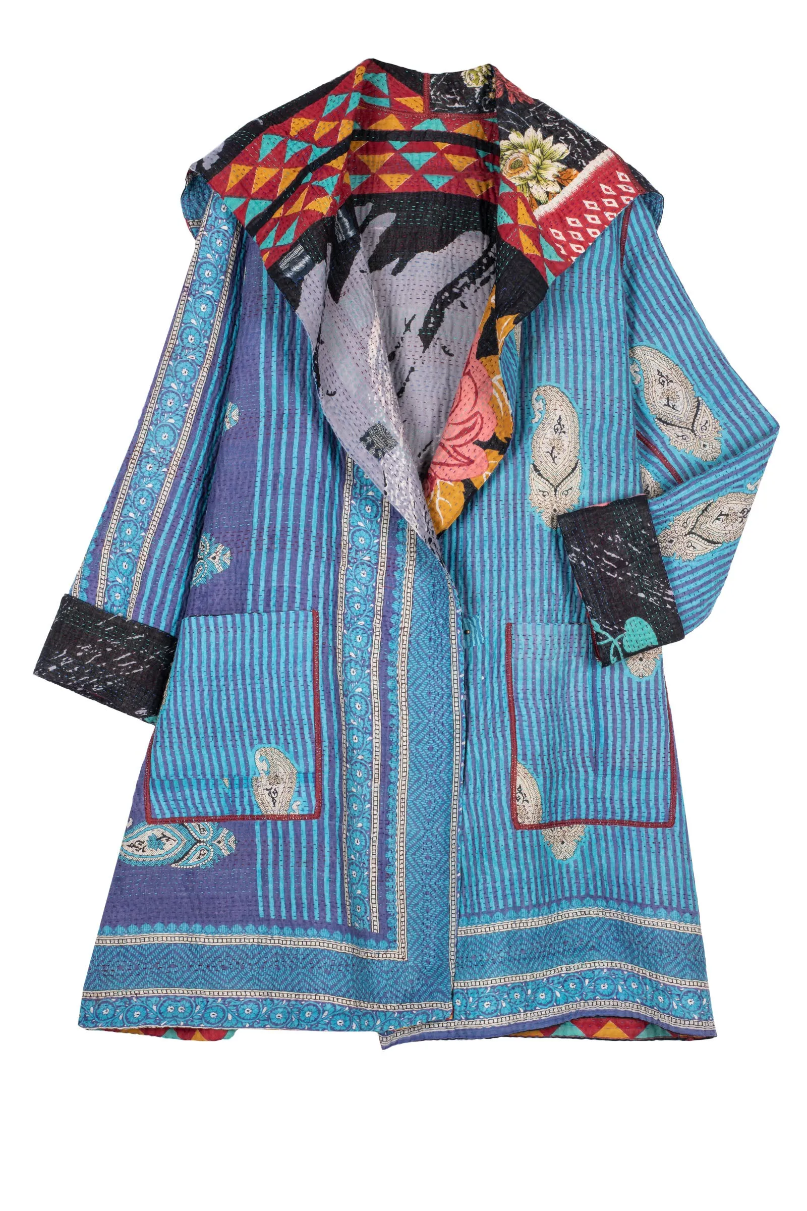 VINTAGE COTTON KANTHA POCKET MEDIUM COAT