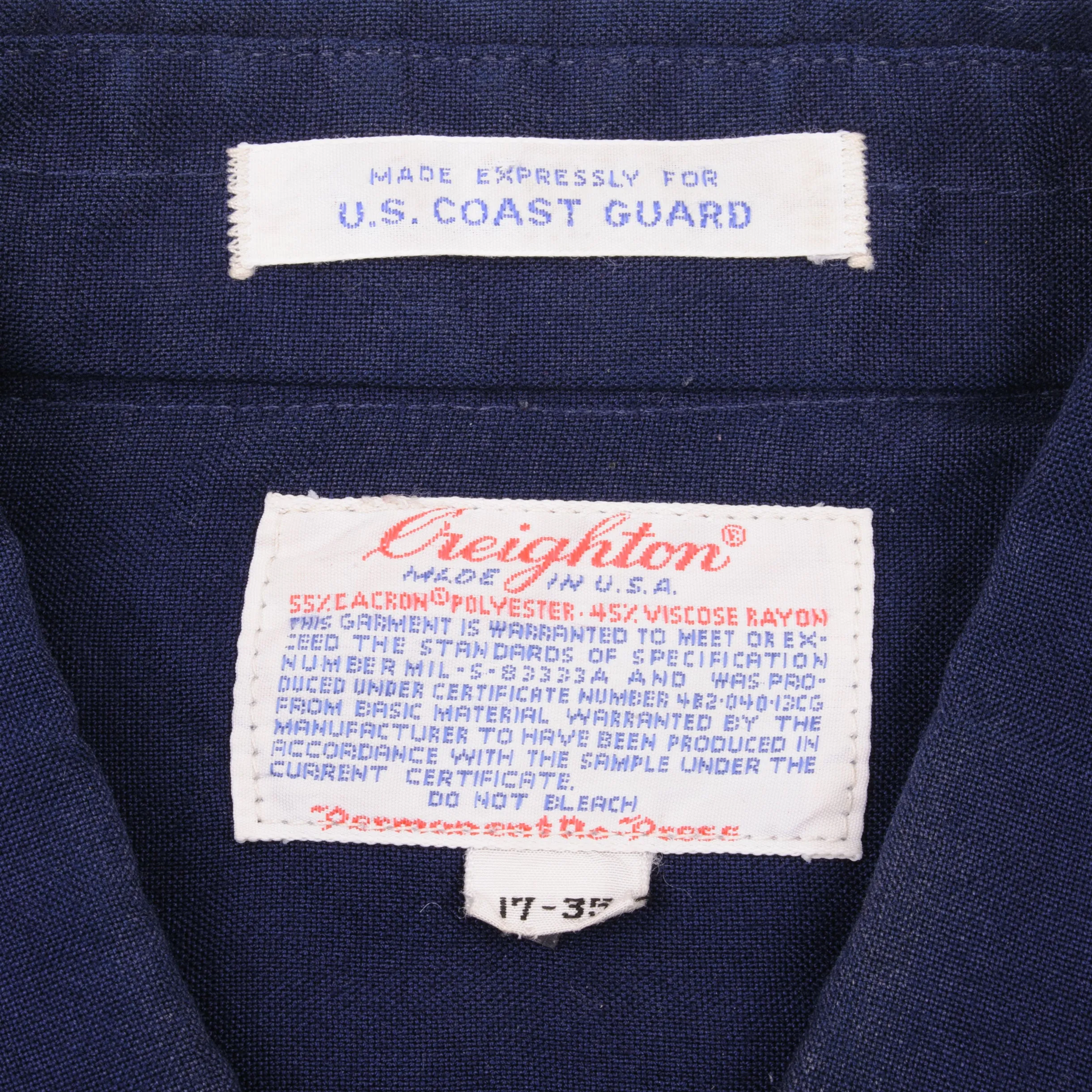 VINTAGE USCG US COAST GUARD UTILITY SHIRT 1970S SIZE 17-35