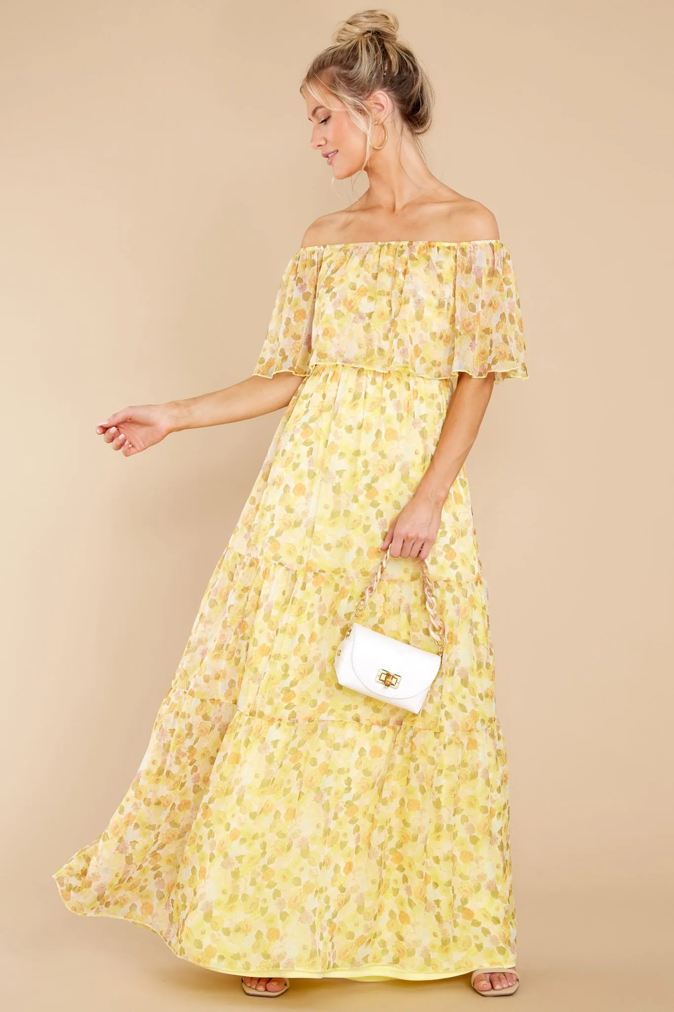 Washed Memories Sunshine Yellow Floral Print Maxi Dress