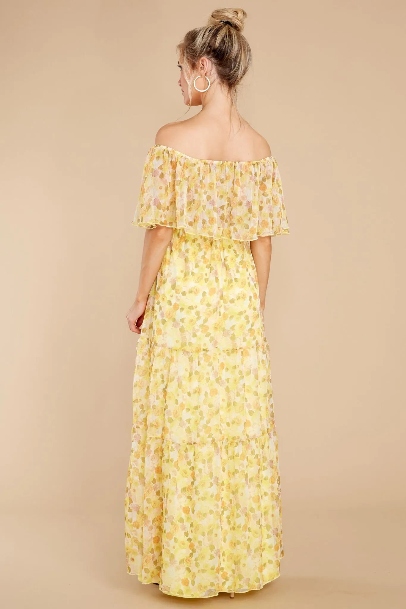 Washed Memories Sunshine Yellow Floral Print Maxi Dress