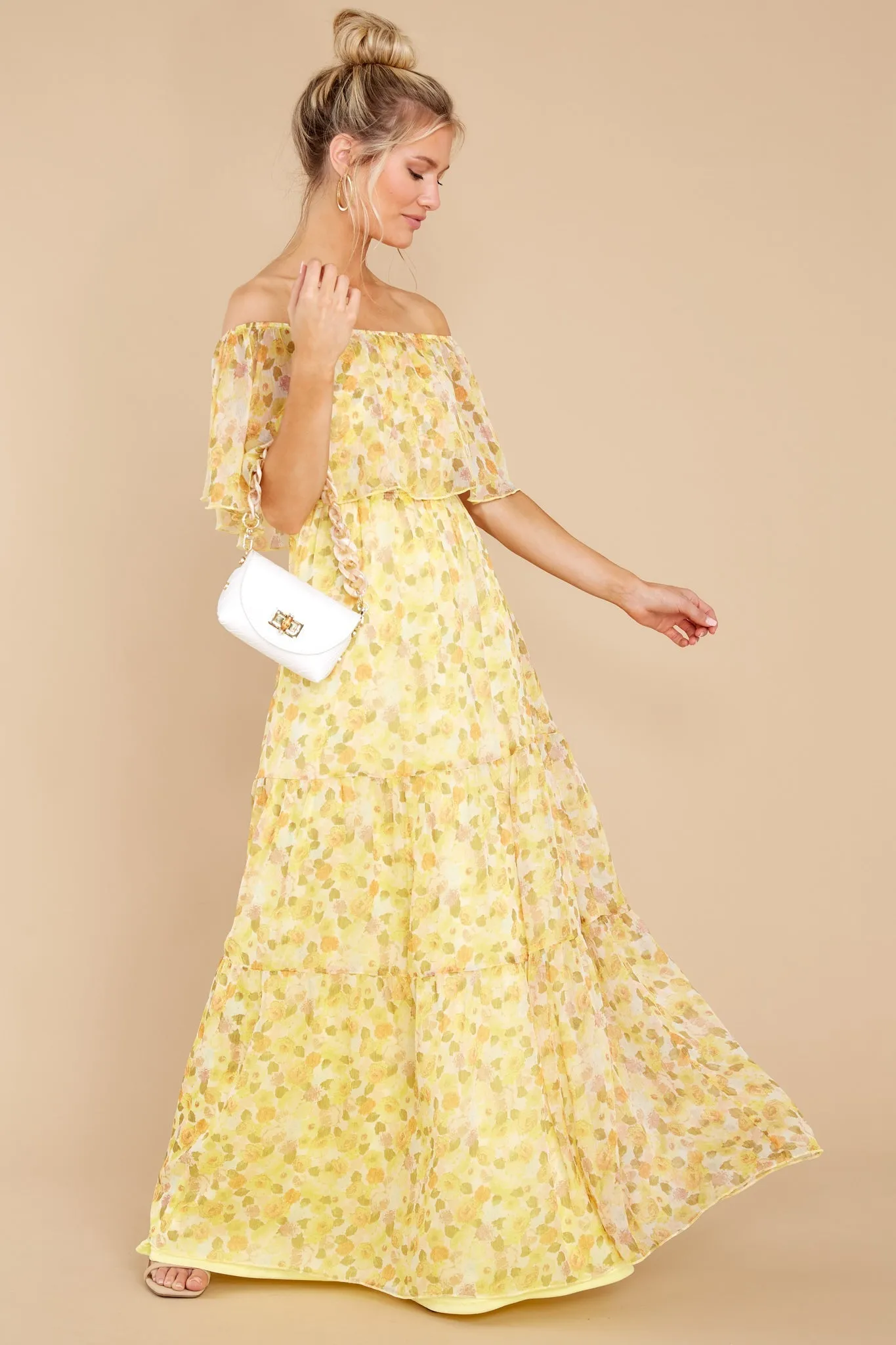 Washed Memories Sunshine Yellow Floral Print Maxi Dress