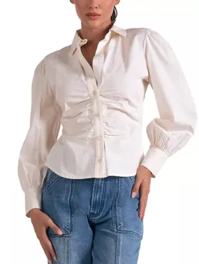 White Button Down Rouch Shirt