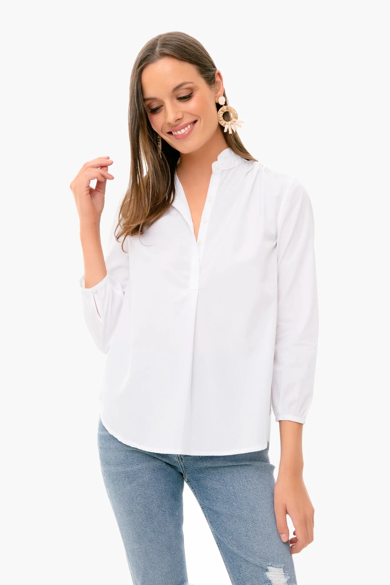 White Sara B Henley Shirt