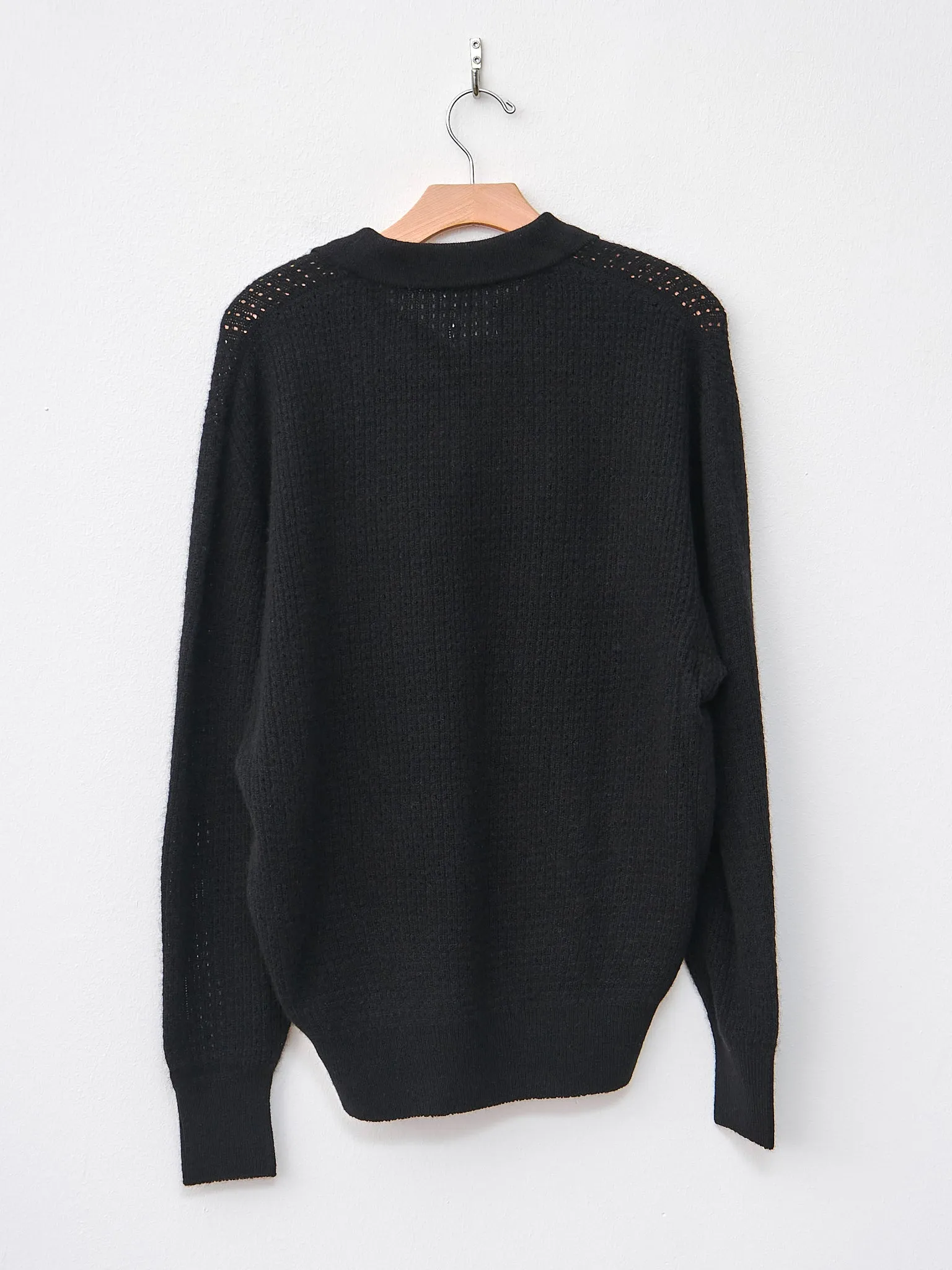 Whole Garment Cashmere Polo Knit - Black