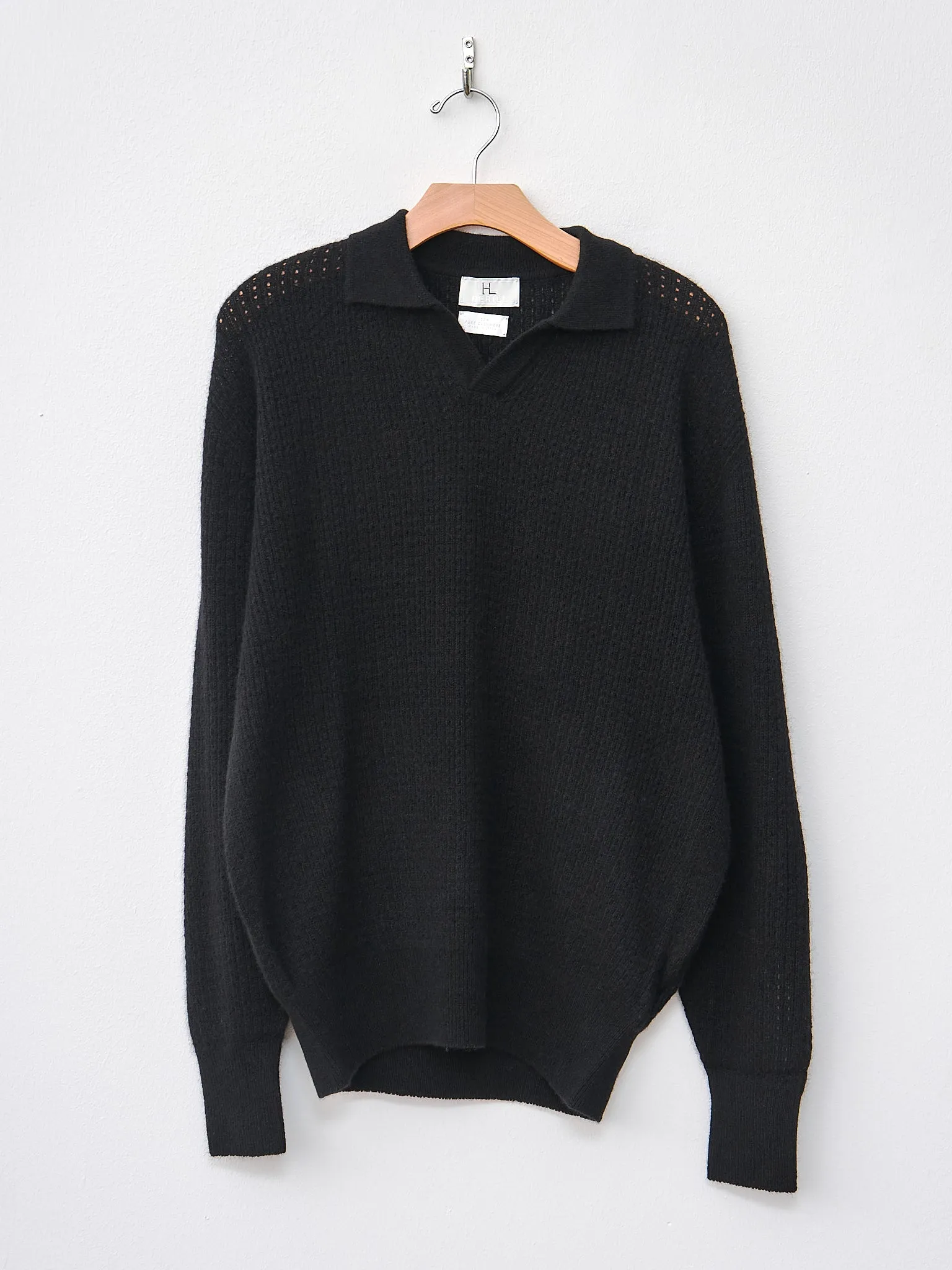 Whole Garment Cashmere Polo Knit - Black