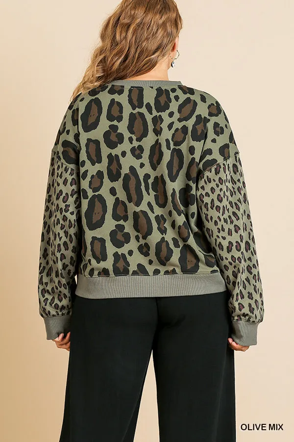 Wild Leopard Top, Olive