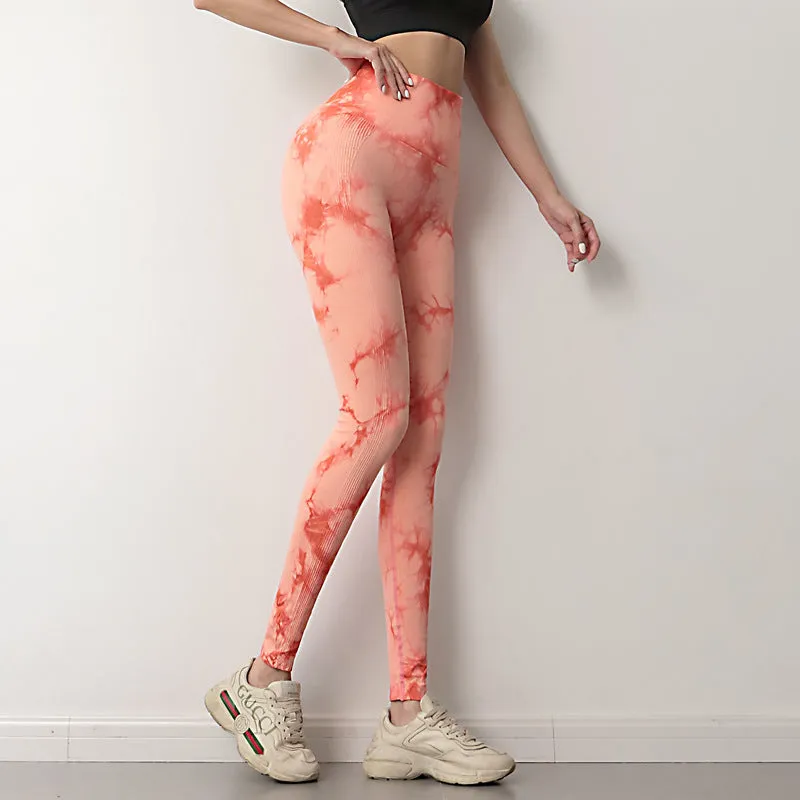 Women Gym Tie Dye Leggings Women Seamless Fitness Yoga Pants