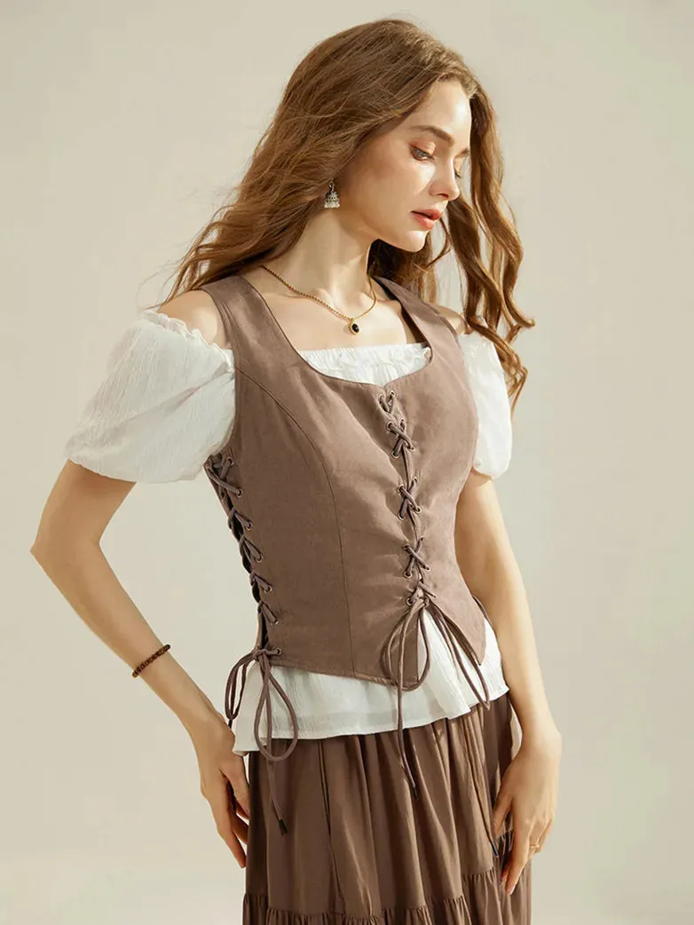 Women Renaissance Lace-up Vest Medieval Vest