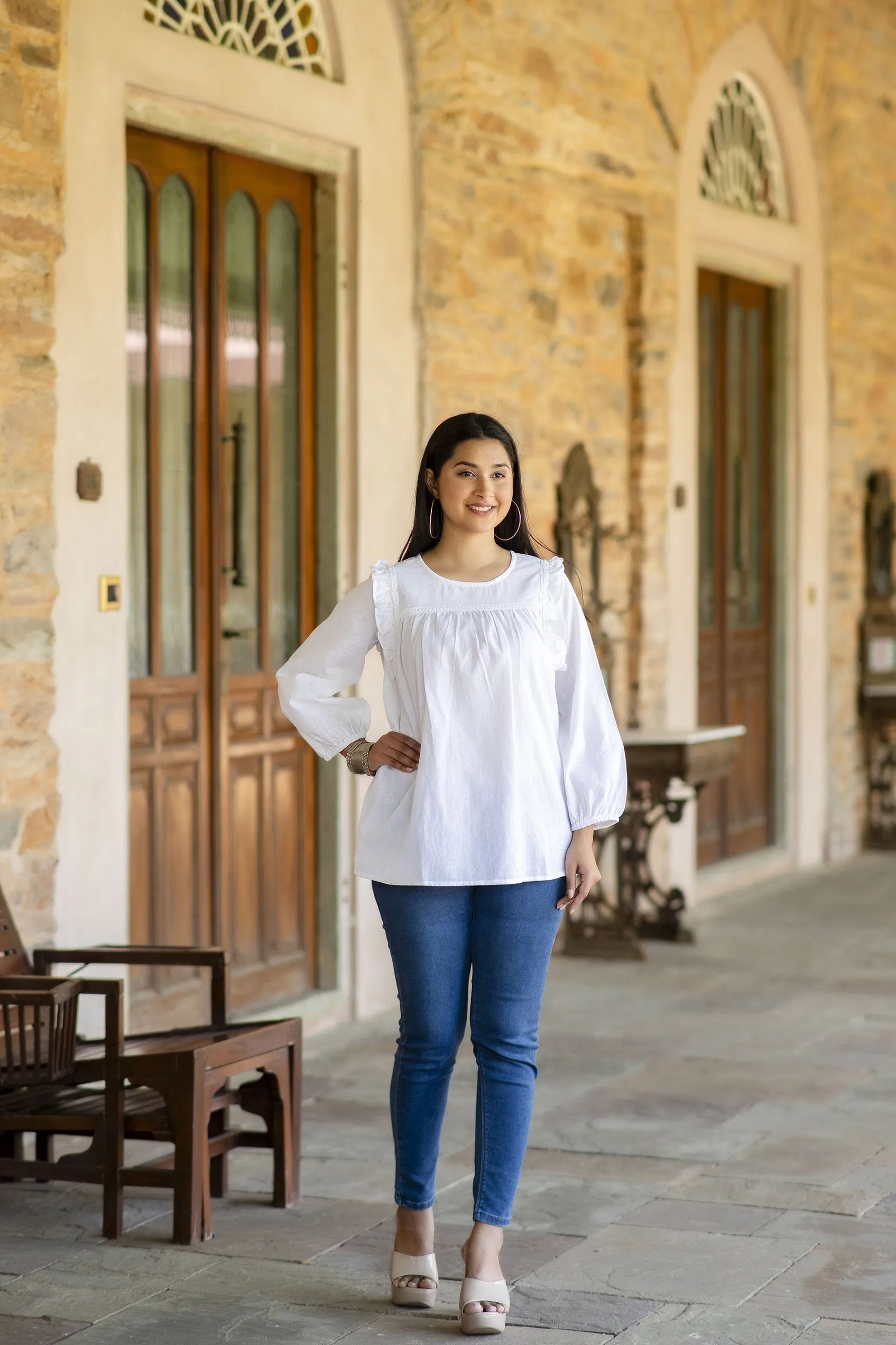 Women White Straight Tunic