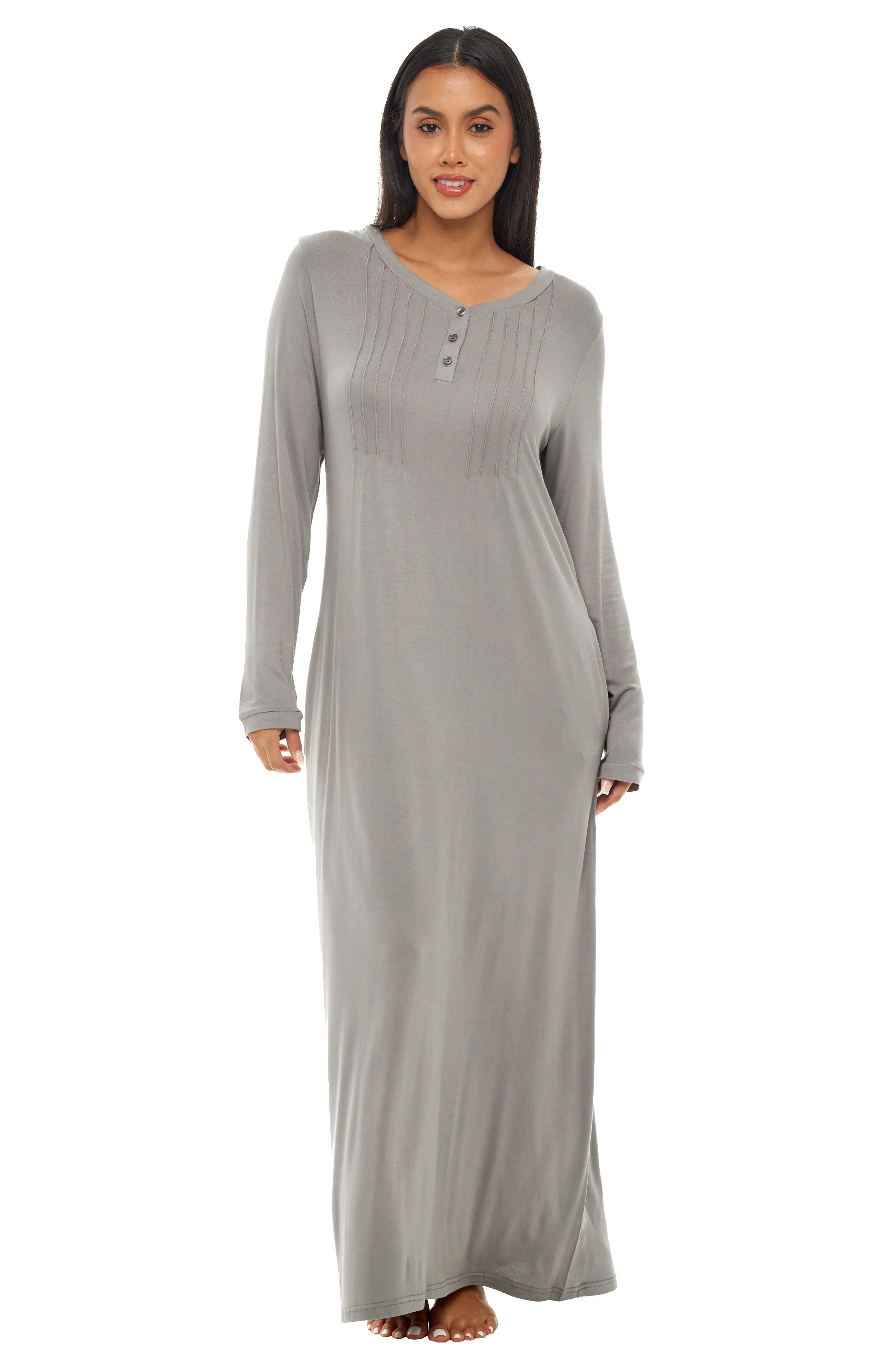 Women's Long Nightgown with Pockets, Full Length Nightshirt, Lightweight Sleep Shirt