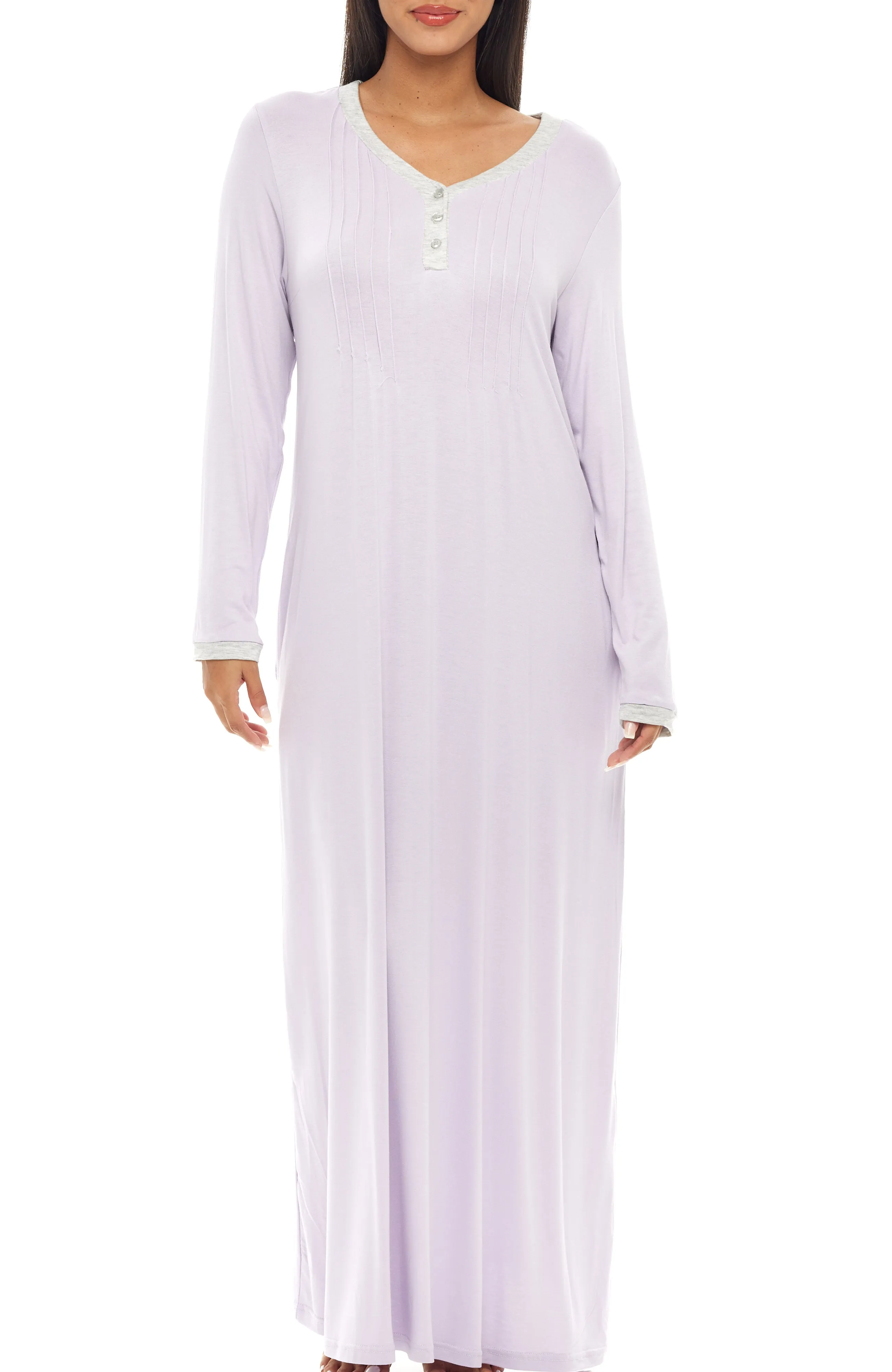 Women's Long Nightgown with Pockets, Full Length Nightshirt, Lightweight Sleep Shirt