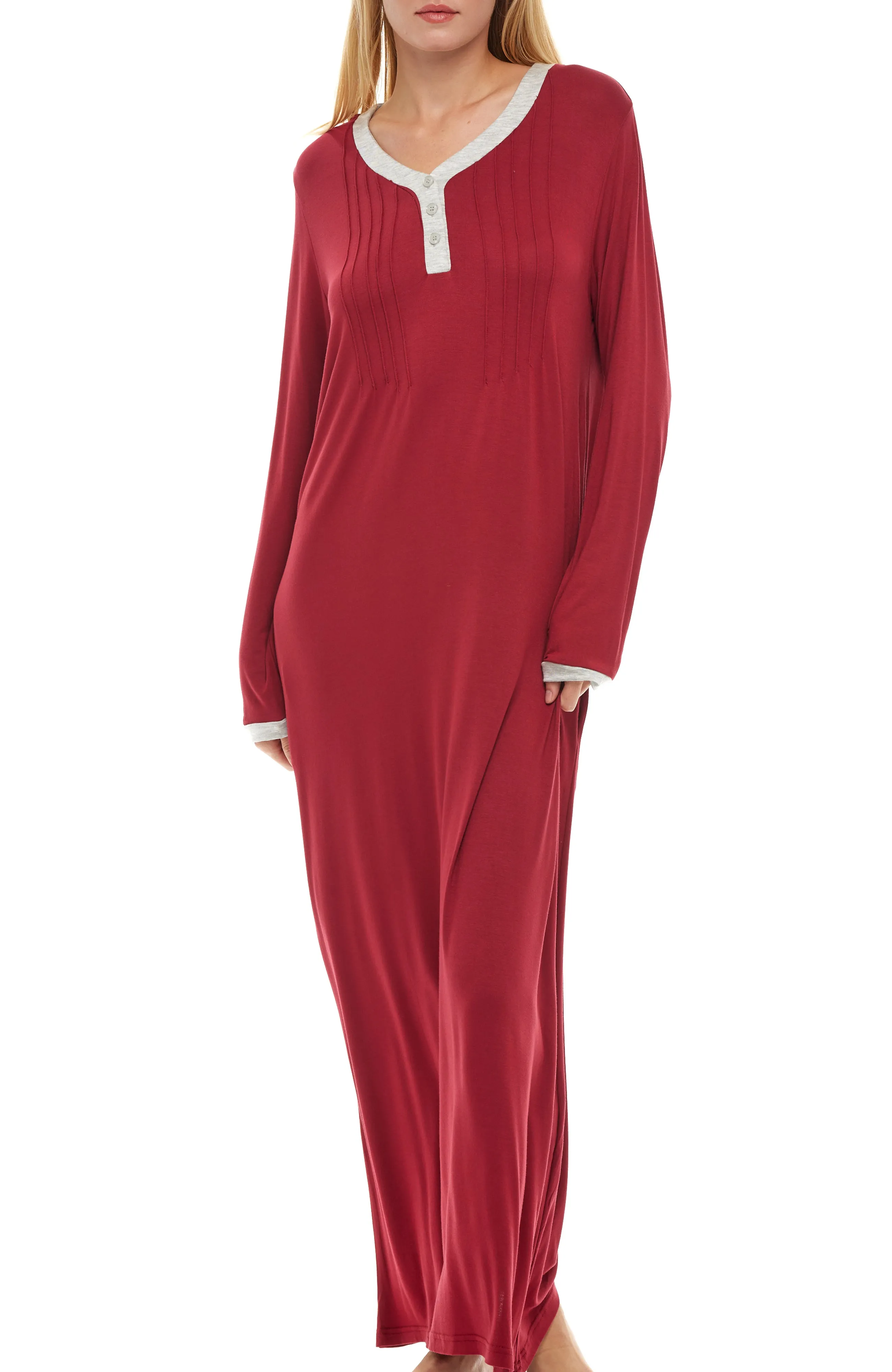 Women's Long Nightgown with Pockets, Full Length Nightshirt, Lightweight Sleep Shirt