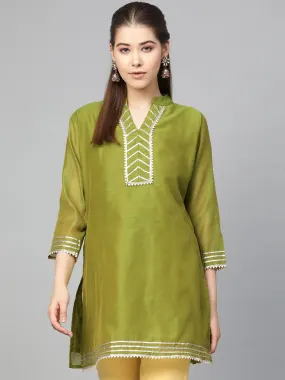 Women'S Olive Green Solid Tunic