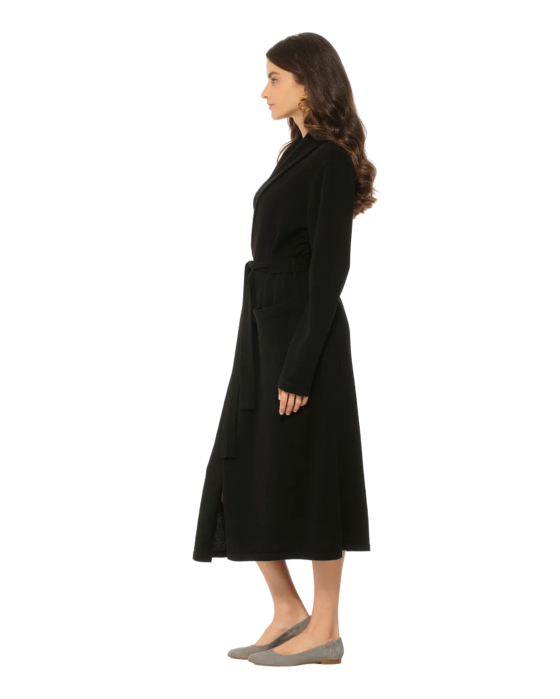 Women's Pure Cashmere Knit Robe Black