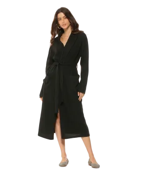 Women's Pure Cashmere Knit Robe Black