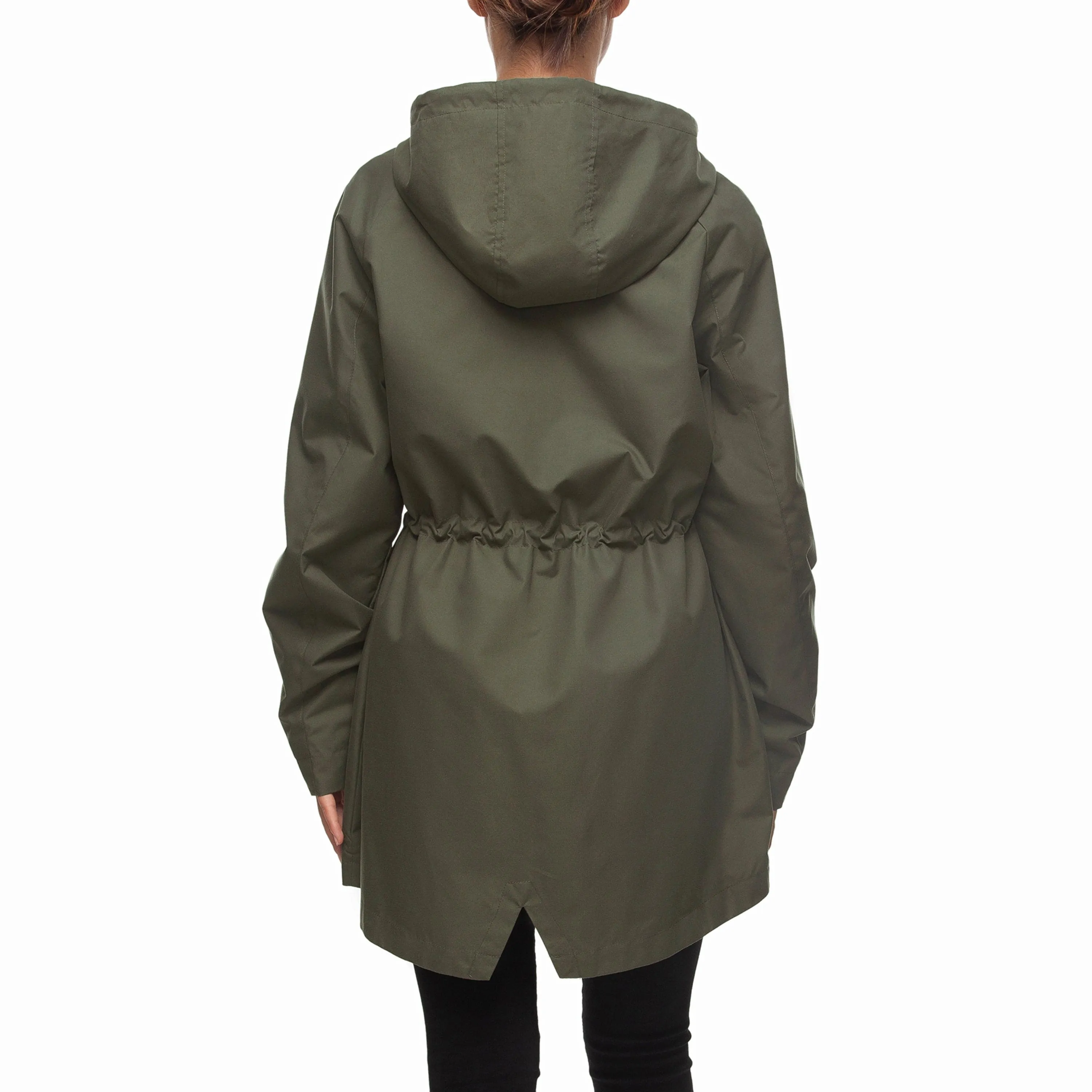 Women's Water-Resistant Anorak Hooded Rain Jacket Trench Coat