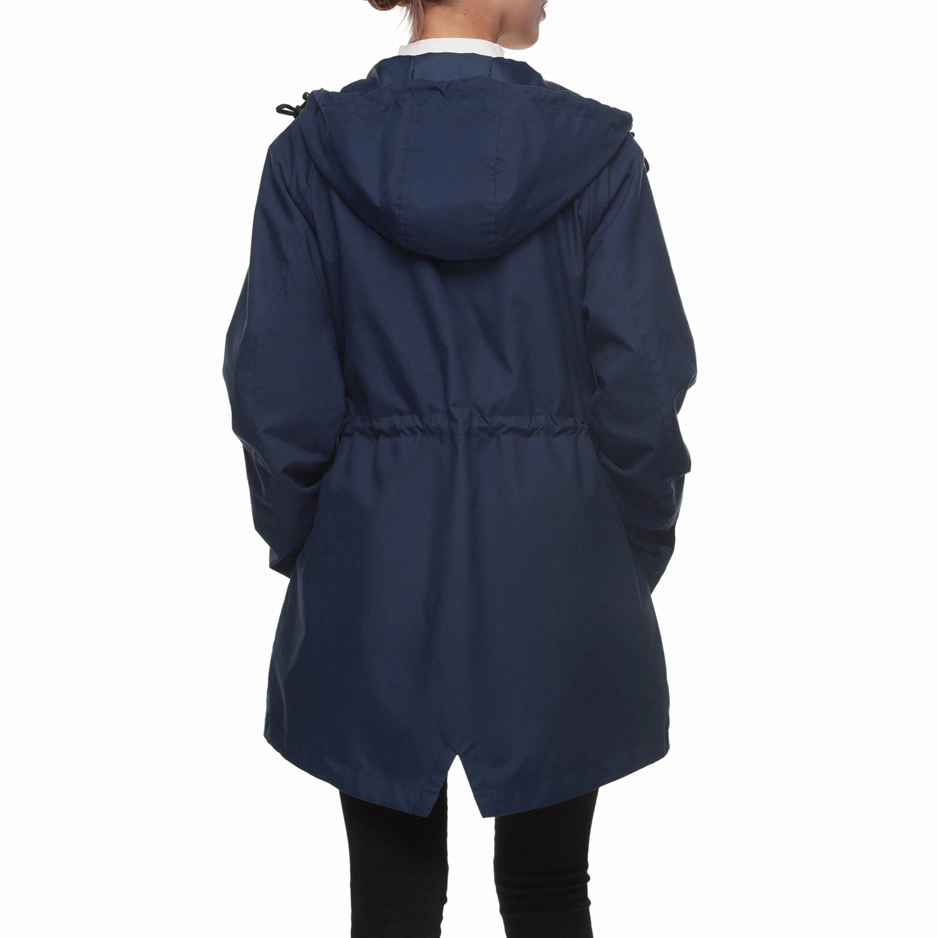 Women's Water-Resistant Anorak Hooded Rain Jacket Trench Coat