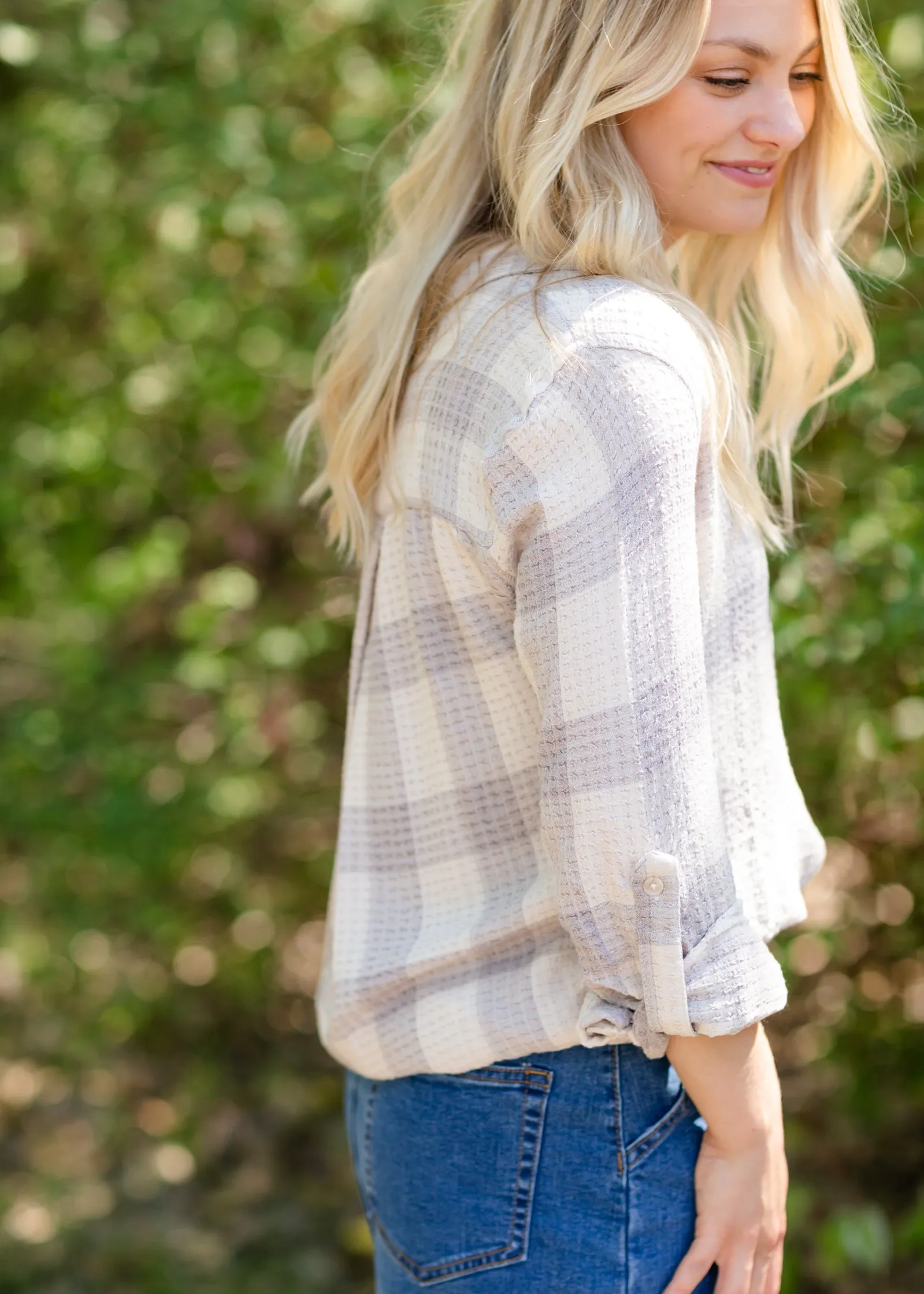 Wren Ivory Gray Button Up