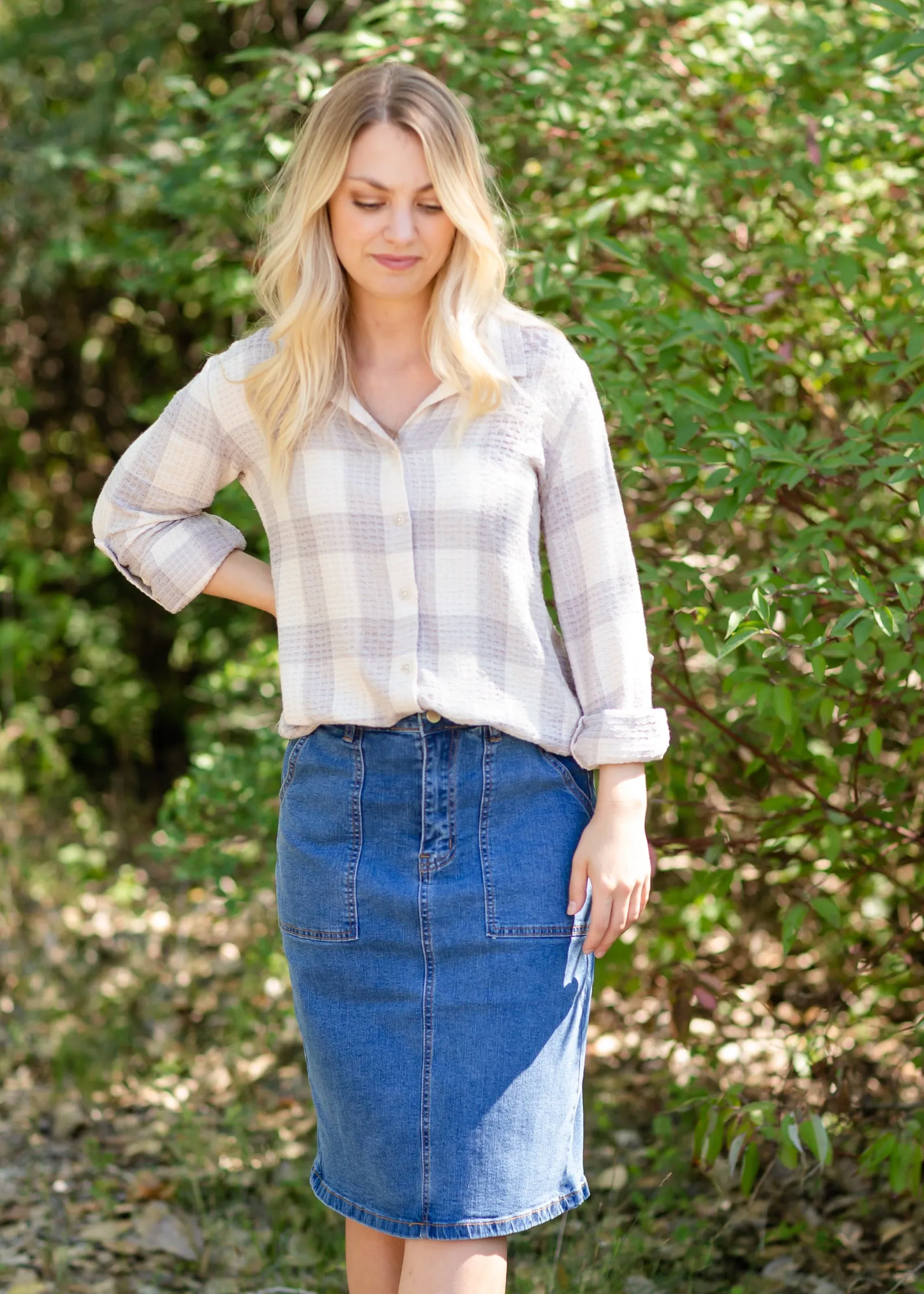 Wren Ivory Gray Button Up