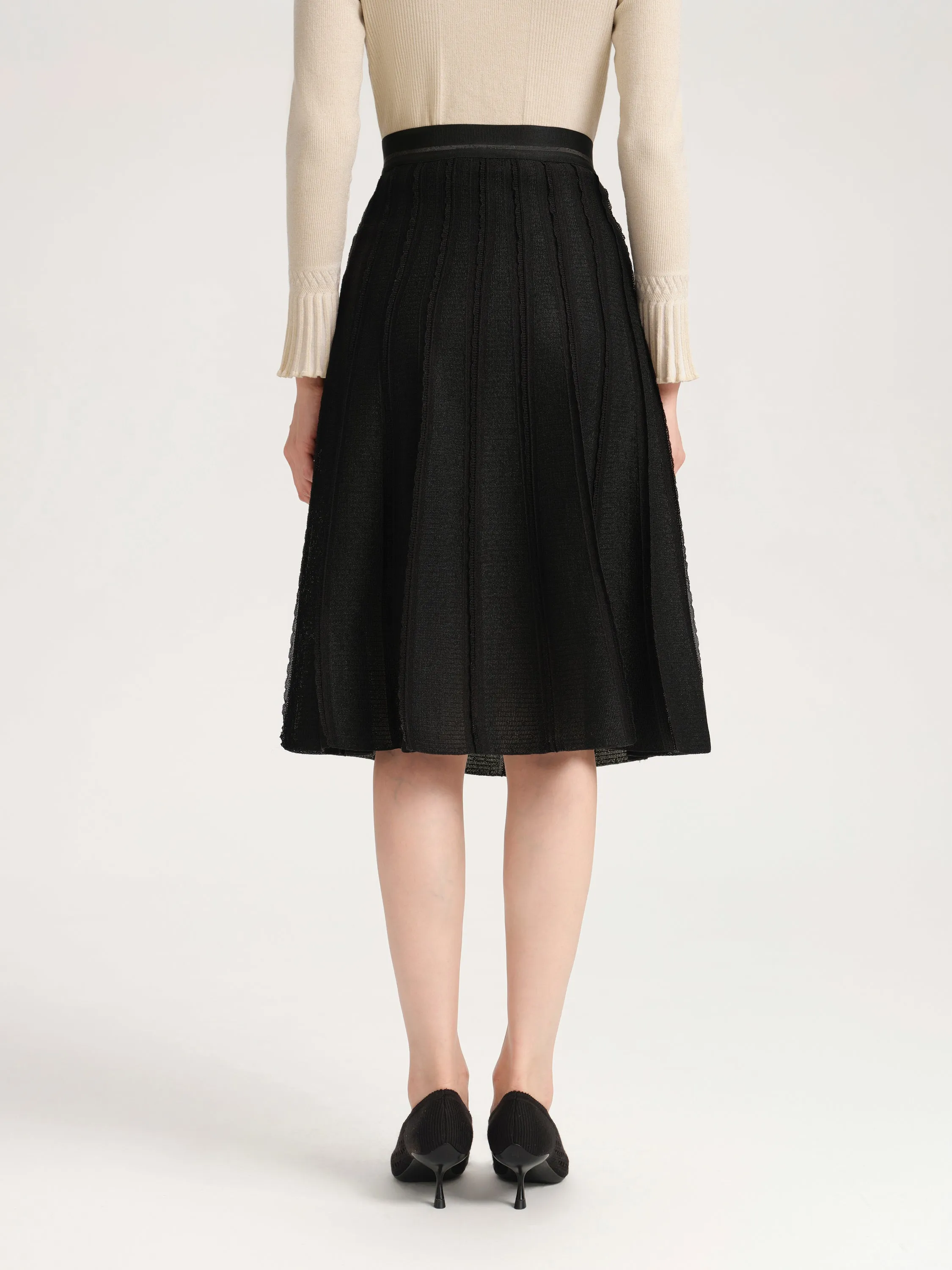 YAYING Pleated Knit Midi Skirt